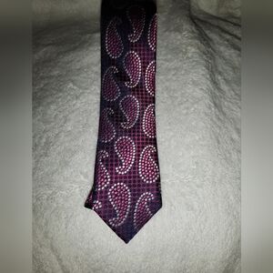 Moss London Paisley Men's Tie in Purple and Pink #003
